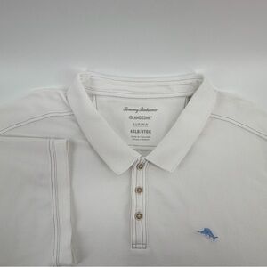 Tommy Bahama white Polo Shirt with Blue Logo Island Zone Supima Men’s 4XLB/4TGG